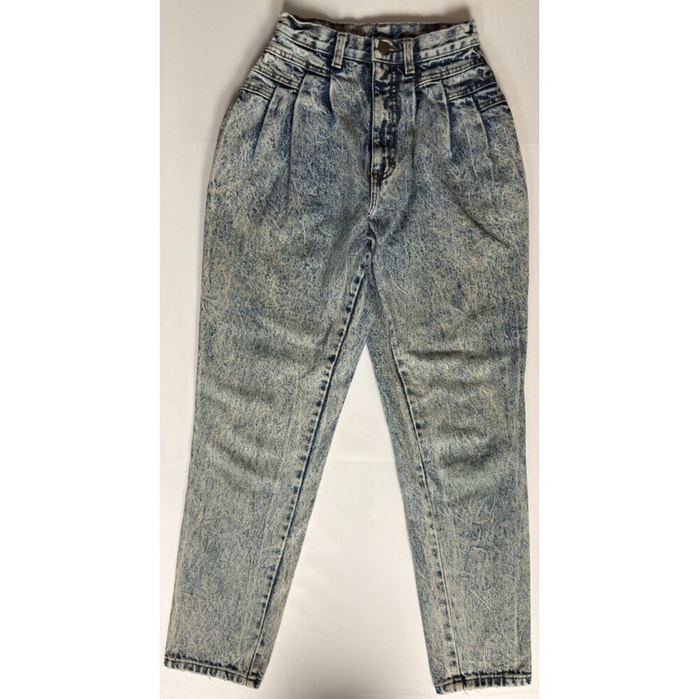 Vintage Zena Jeans Womens S 24 Acid Wash Pleated High Rise Tapered Made in USA